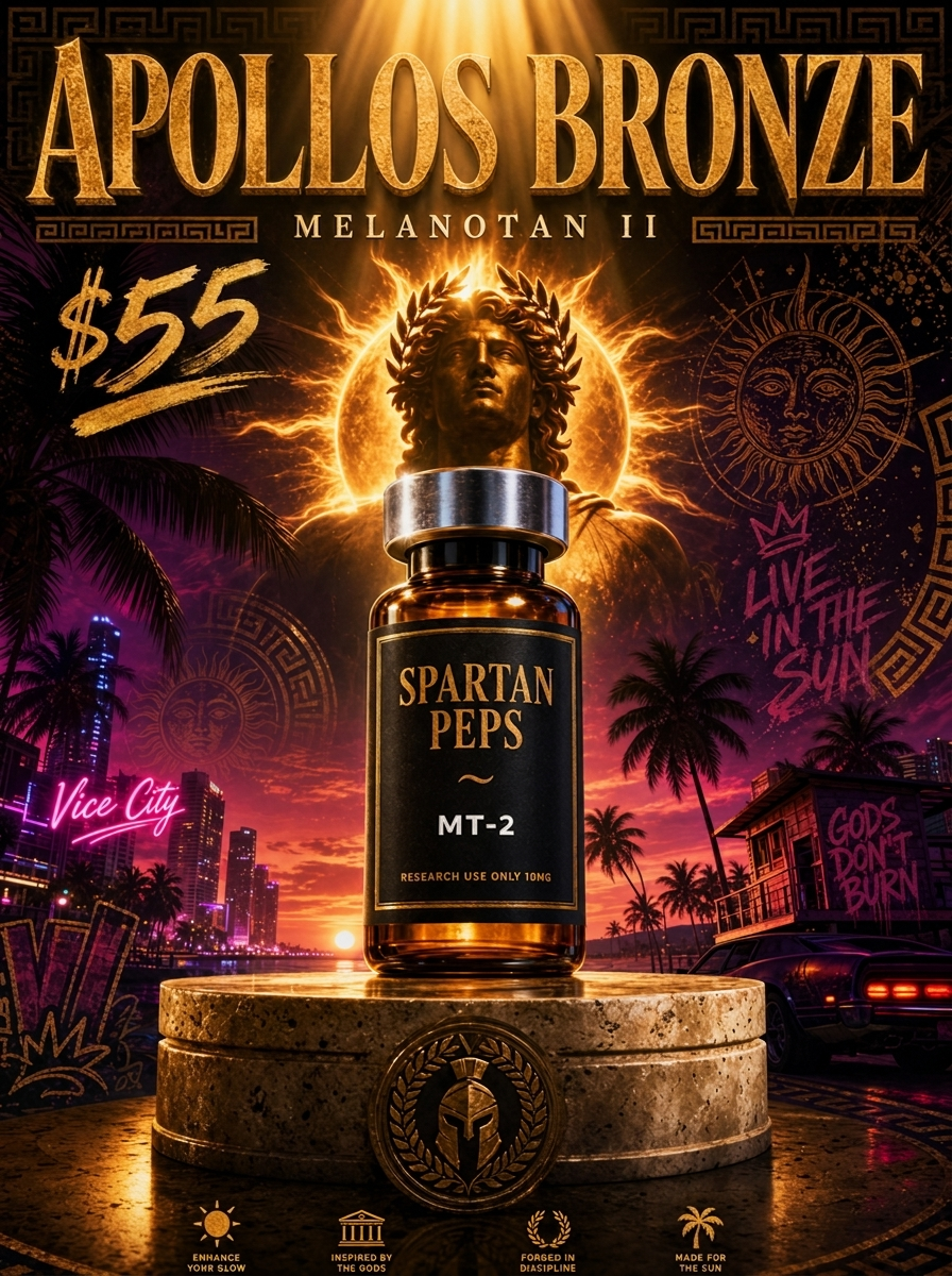 Apollo's Bronze — Melanotan II (MT-2) vial poster art