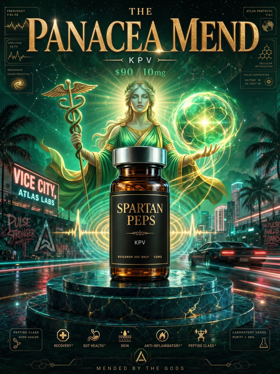 The Panacea Mend — KPV vial poster art